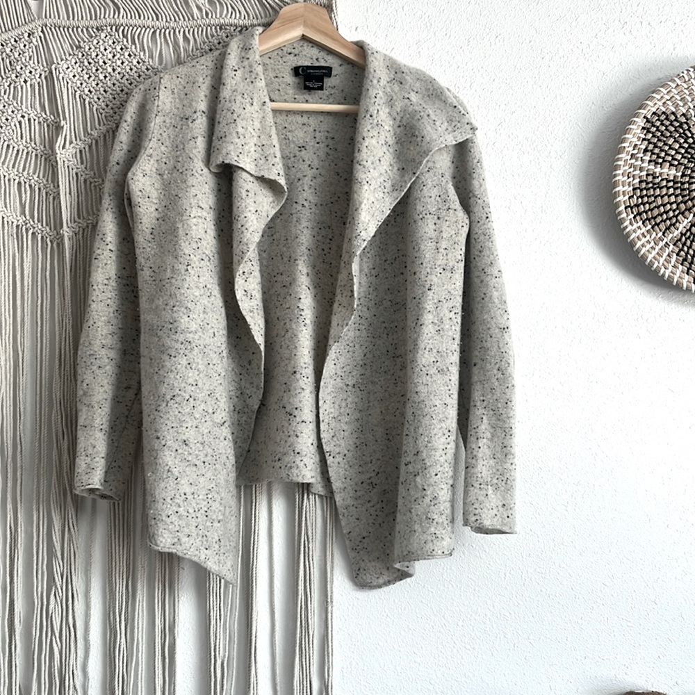 C By Bloomingdales Soft Cozy Flecked Cashmere Open Front Cardigan Sweater S